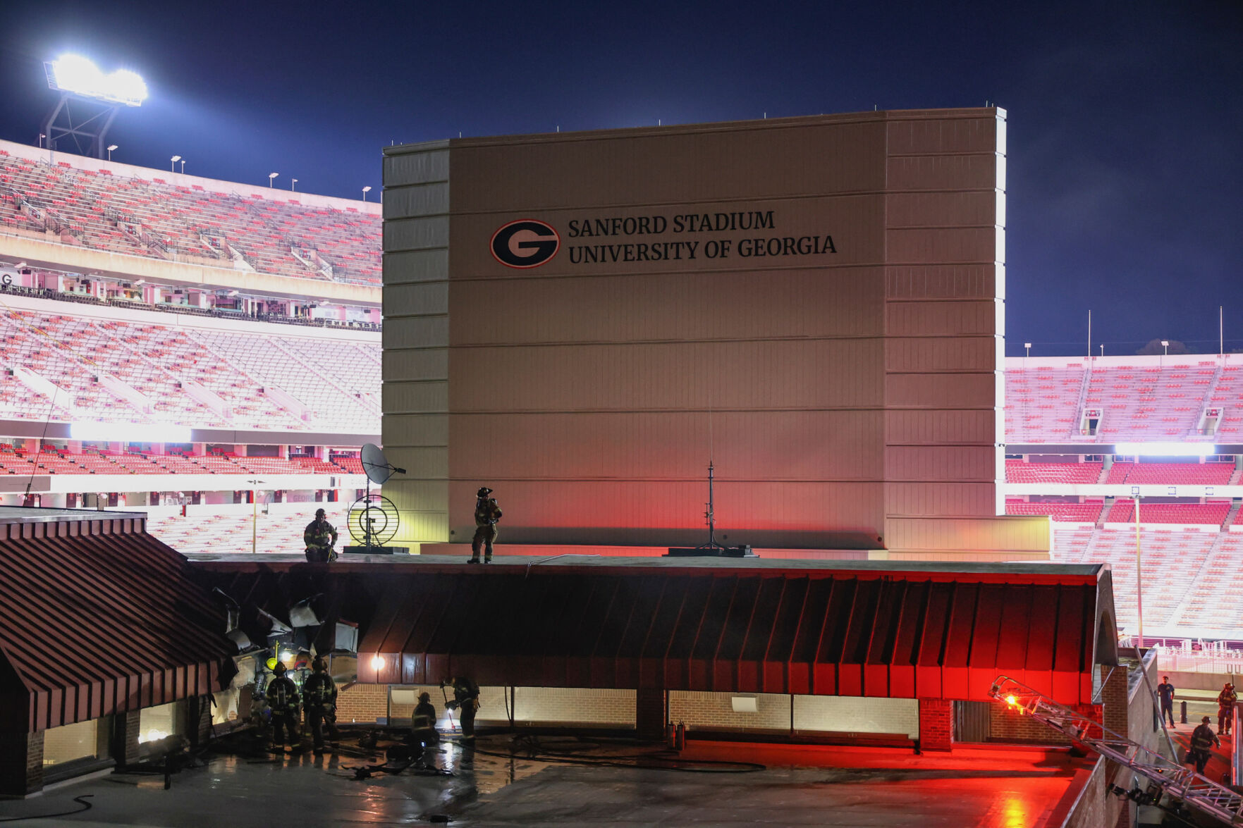 firefighters and stadium
